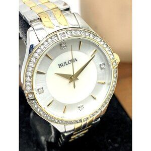 Bulova Women's Watch 98L273 Mother of Pearl Dial Crystal Accent Two Tone…